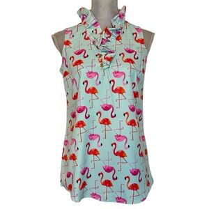 Mud Pie Flamingo Print Sleeveless Top